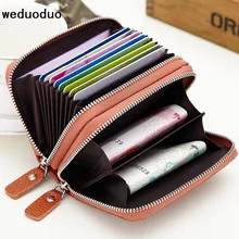 Wholesale Genuine Leather Credit Card Holder ID Business Card Large Capacity Travel Case Coin Purse High Quality Unisex Wallet zoress genuine leather women fashion card holder 22 card slots large capacity girls id credit card case bag purse wallet 8 color