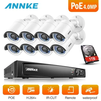 

ANNKE 8CH 6MP POE NVR Security System With 8pcs 4mm 4MP 1688*1520 Outdoor Weatherproof Night Vision Cameras P2P Onvif With HDD