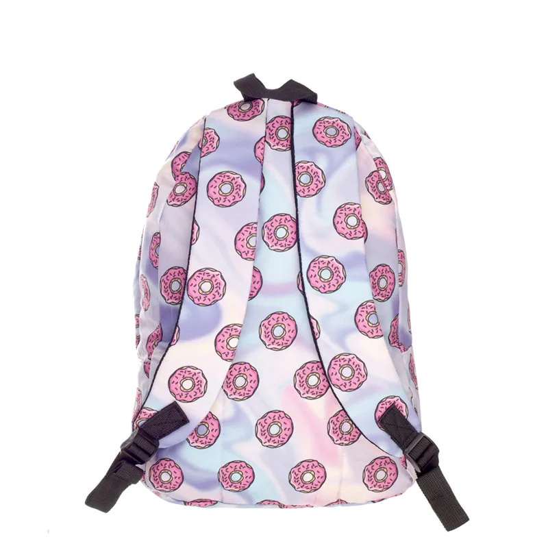 Holo Donuts 3D impresión mochila mujeres mochila mujer 2018 nueva escuela laptop mochilas saco dos mochila escolar