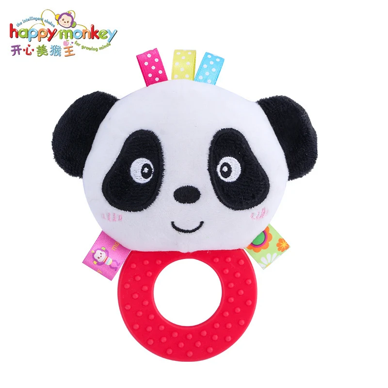 Детский прорезыватель, игрушка, кольцо, погремушка для новорожденных, мягкие игрушки для малышей, милые Мультяшные животные, стимуляция звука, детский лучший подарок, подарок на день рождения - Цвет: Panda