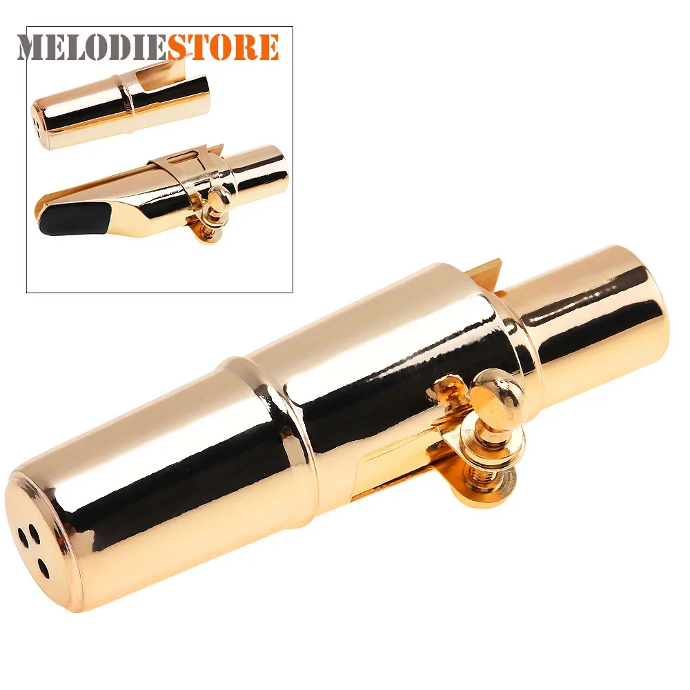 

Gold Alto Sax Saxophone Mouthpiece Musical Instrument Parts Accessories with Ligature and Cap