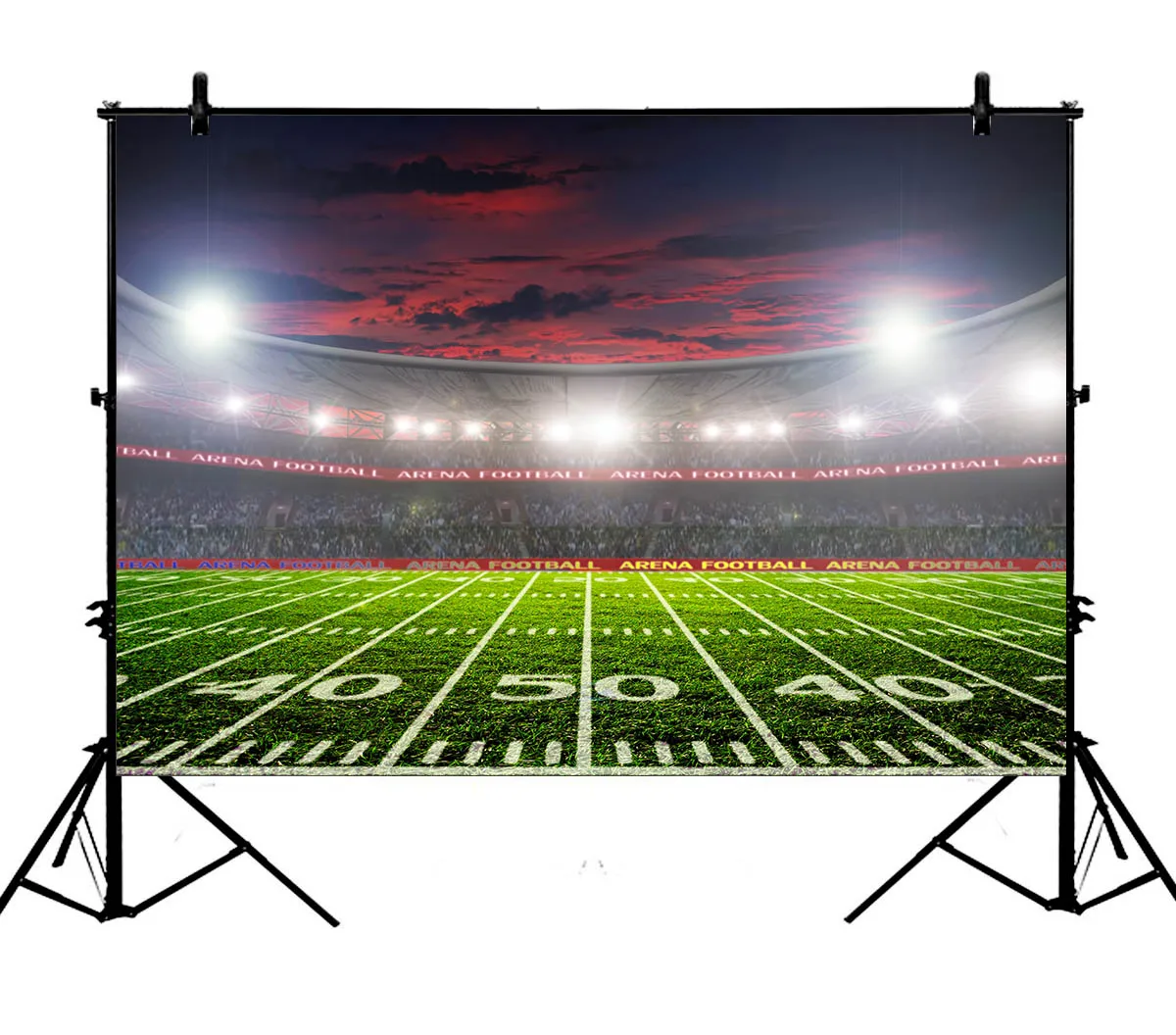 

5x7ft Football Pitch Soccer Stadium Match Lawn Night Lighting Polyester Photo Background Portrait Backdrop