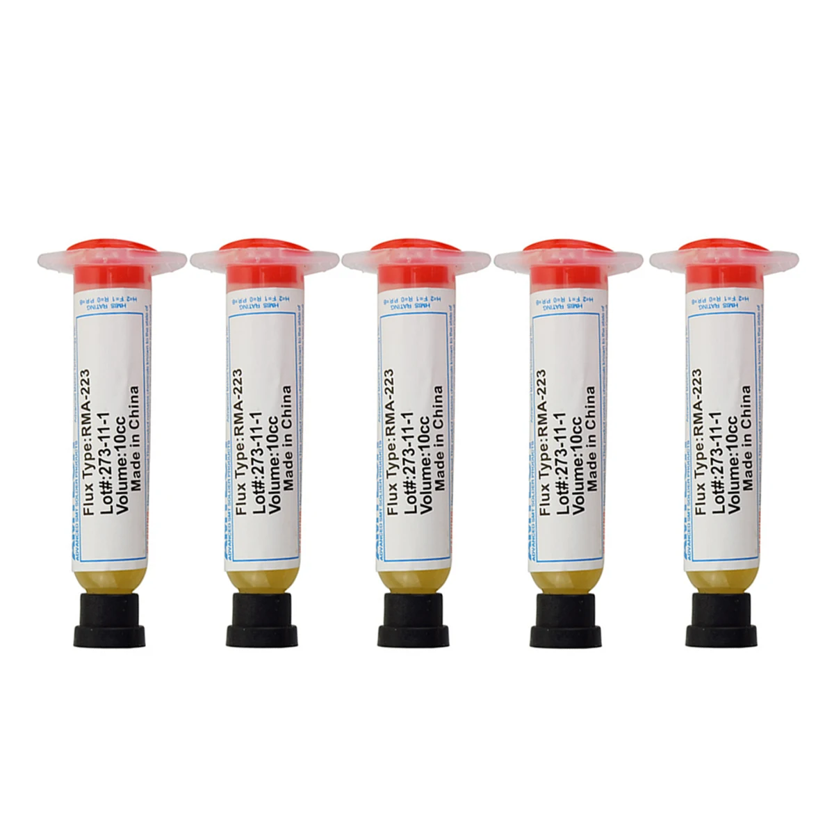 

5pcs High Quality 10cc RMA-223 Mayitr Syringe Solder Paste Flux Grease Soldering Pastes 95*35*23mm for PCB BGA PGA SMD Reworking