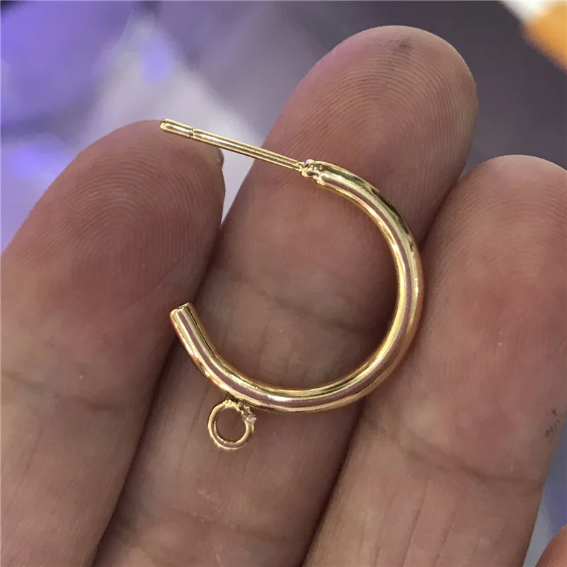 

gold silver big C 3/4 round metal with 1 buckle loop for charm hanging push back silver gold hoop hook for DIY earring making