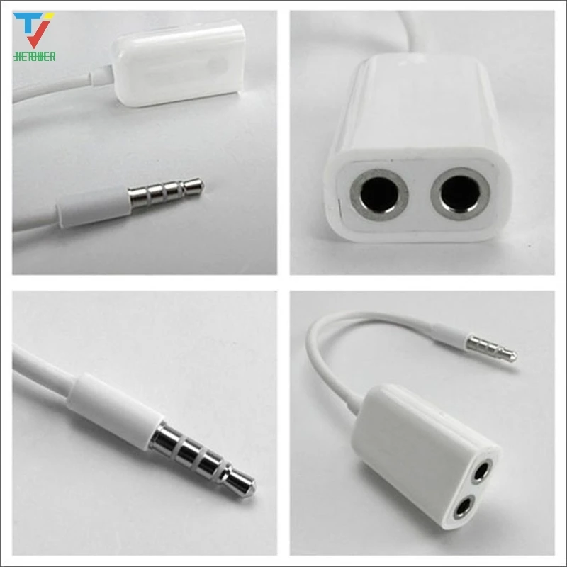 300pcs lot 3 5mm Earphone Headphone Male 1 to 2 Dual Female Y Splitter Stereo Audio Cable Adapter Jack for iPod iPhone iPad