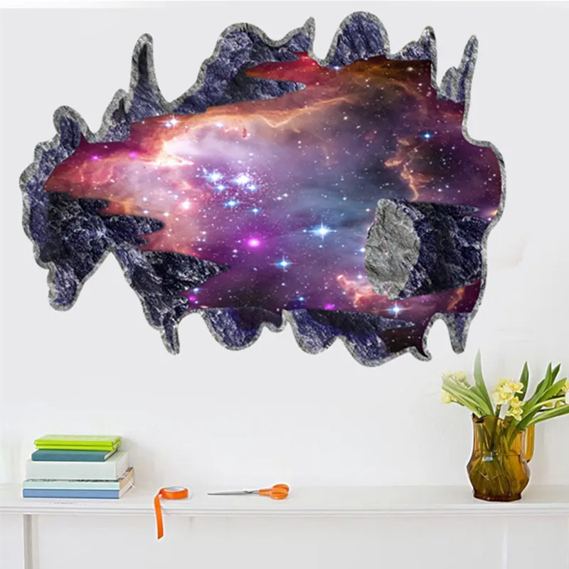 Espacio de los Niños Pared Arte Calcomanía Adhesivo Mural Decoración para el gráfico 3D efecto roto