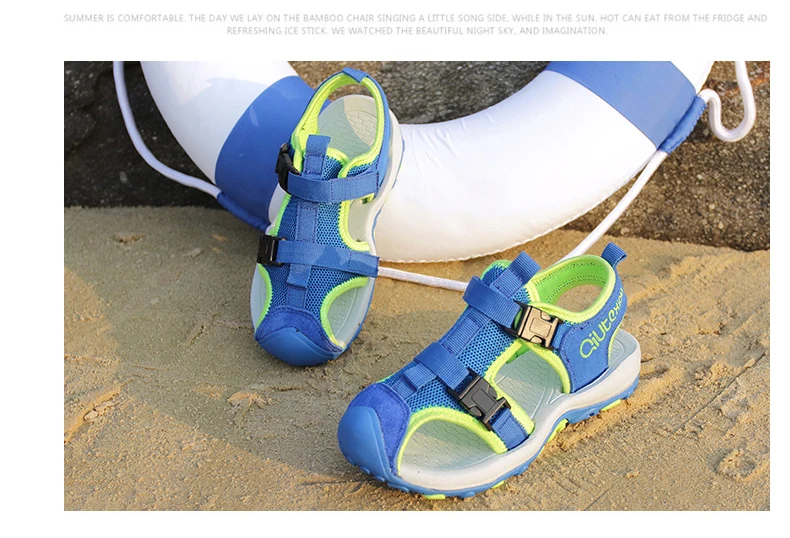 ULKNN Дети Натуральная кожа коровы спилок закрытый носок смешанные цвета летние пляжные сандалии для мальчиков детская обувь спортивные детские сандалии