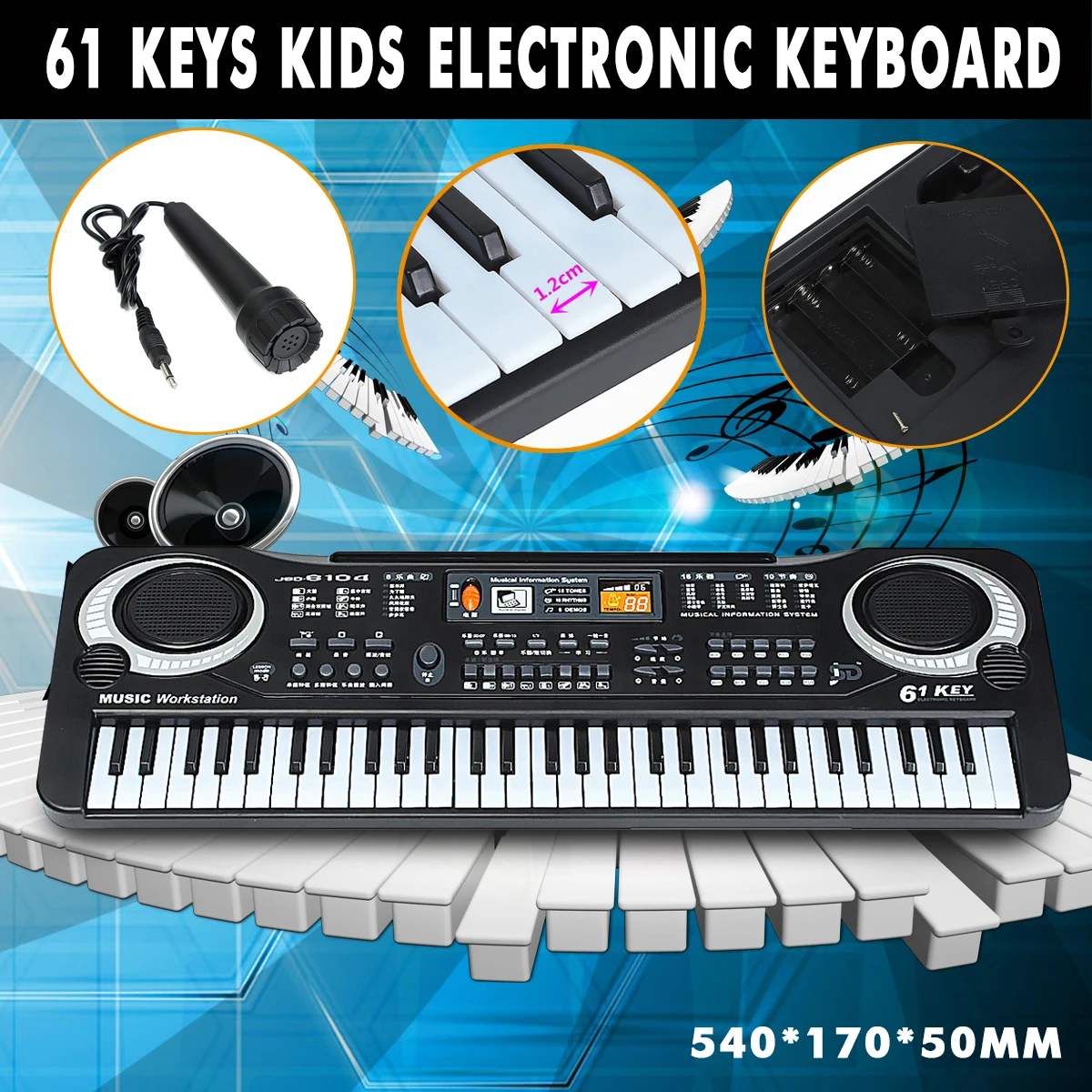 

Electronic Organ Musical Toys 61 Keys Electronic Piano Keyboard With Microphone For Boys Girls Toy Gift