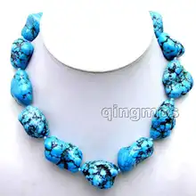 Qingmos модные натуральные 20-30 мм барокко синий бирюзовый камень ожерелье для женщин Чокеры ожерелья-Чокеры 1" ювелирные изделия nec6011