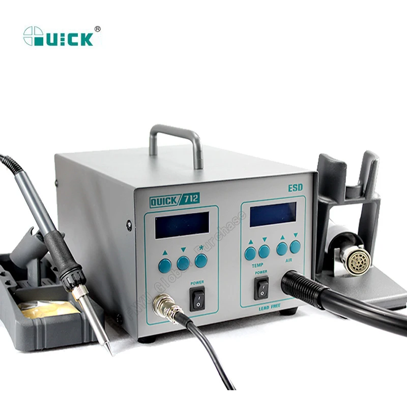 QUICK 712 2 In 1 Soldering station 861DW Hot Air Gun 1000W+203H Soldering Iron 90W Dual Digital Display Temperature Adjustable