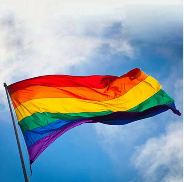 

DHL 100pcs LGBT Rainbow Flag 3x5FT 90x150cm Lesbian Gay Parade Banners LGBT Pride Flag Polyester Colorful Rainbow Flag