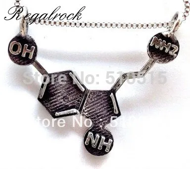 

Regalrock Serotonin BioChemistry Chemical Structure Molecule Pendant Necklace
