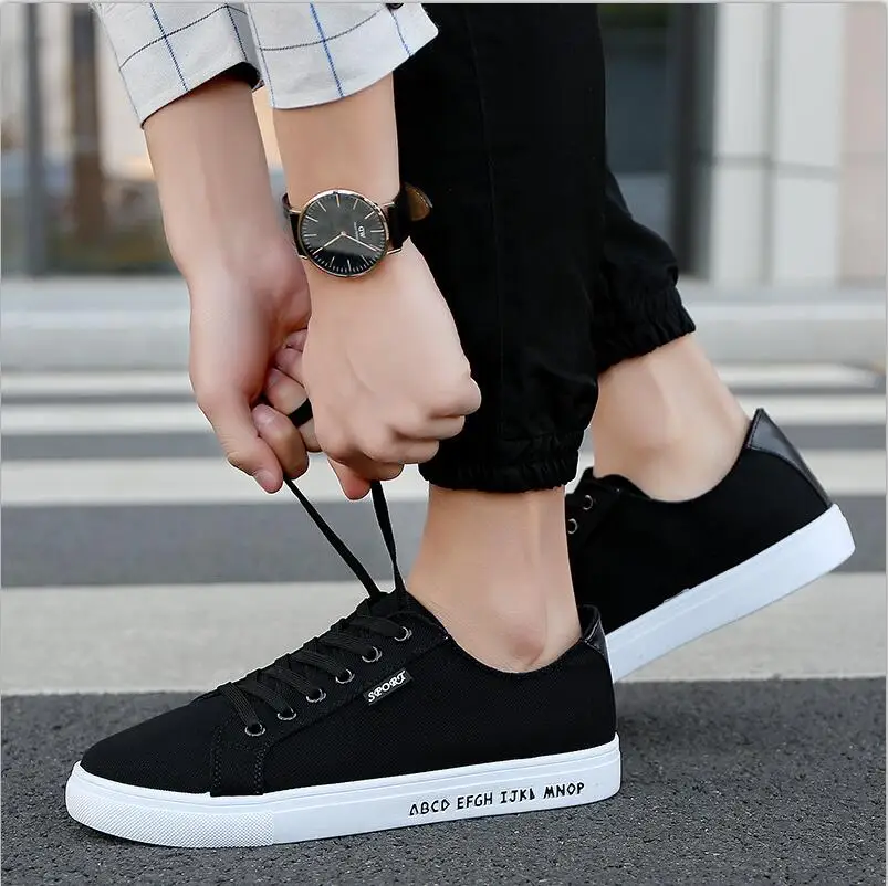 Беговые кроссовки ayakkabi ERKEK мужские полуботинки обувь холщовые кеды корейский стиль Tenis Летняя мужская обувь на плоской подошве Студенческая обувь для скейтбординга - Цвет: s713 black