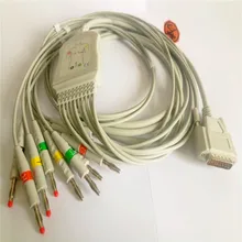 Совместим с Nihon Kohden ECG-1250, ECG-1350 кабель для ЭКГ с leadwires 10 leadwires медицинский кабель ЭКГ 4,0 банановый конец, ТПУ IEC