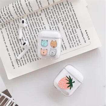 

NEW Lovely Cartoon Hard PC Earphone Case For Airpods 1/2 Bluetooth Wireless Protective Clear Skin Cover For AirPods Shell