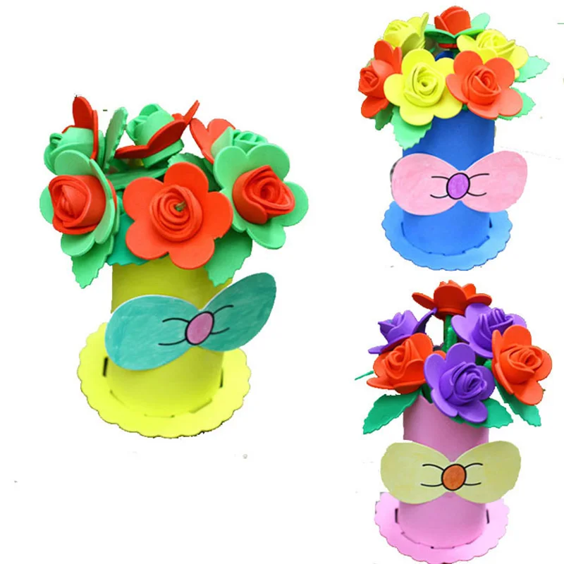 1 шт. случайный Детский DIY 3D EVA пена цветок цветочный горшок украшение дома отрезная игрушка подарок детские наборы для ремесла Головоломка Развивающие игрушки