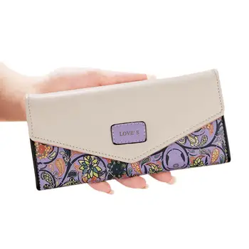 

PinShang Fashion Pastoral Floral Ladies Leather Clutch Wallet Colorful Buckle Envelope Package Mini Handbag ZK50