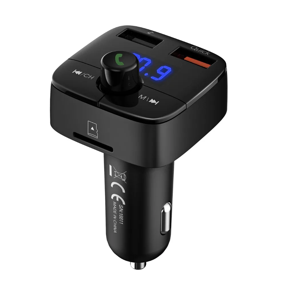 VicTsing Wireless Car Kit Hands-free Radio Transmitter Adapter Bluetooth FM Transmitter USB Car Charger Micro SD TF Music Player (2)