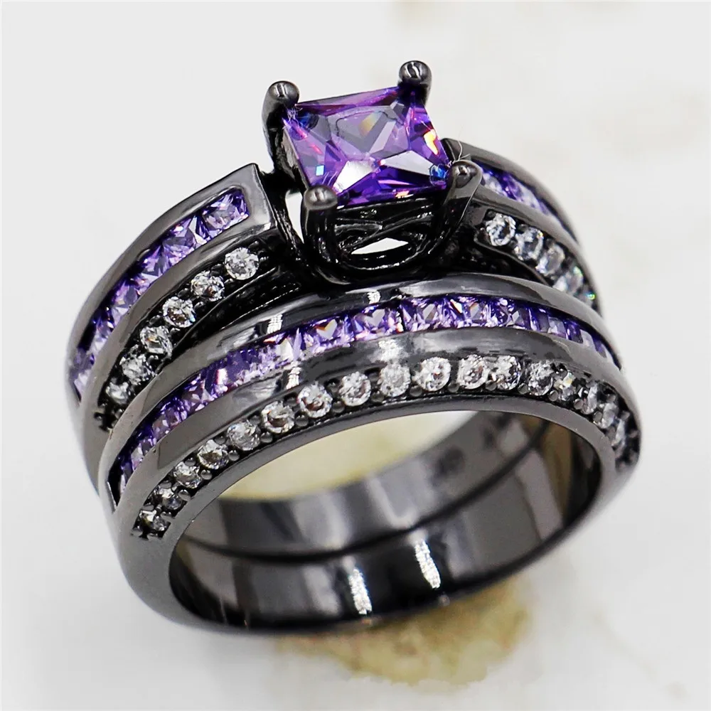 

Popular plating black gold purple zircon ring female wedding ring jewelry