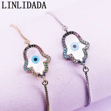 10 шт цветные красочные циркония Проложить Белый корпус Хамса ручные коннекторы браслеты для женщин золото/серебро цвет ювелирные изделия