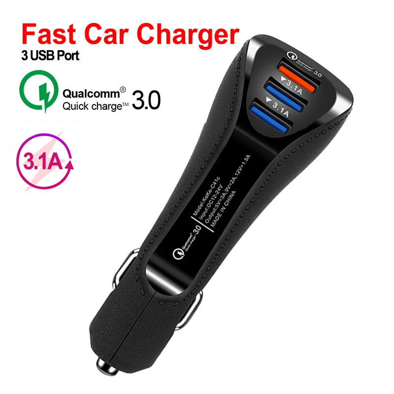 

Quick Charge 3.0 Car Charger Hand Grip USB Hub 3 in 1 5V 3A Mobile Phone Charger for Iphone Samsung Huawei Xiaomi Charge Adapter