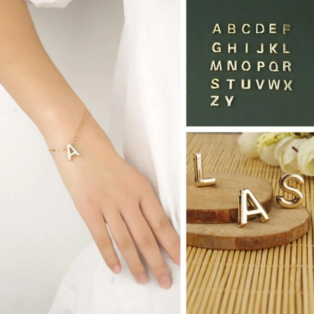 

Fashion Letter Bracelet & Bangle For Women Simple DIY Letter Name Initial Charm Bracelets Pulseras Mujer Jewelry Party Gifts