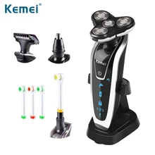 Kemei 4 in 1 3D Floating Rechargeable Electric Shaver 4 Blades Washable Electric Shaving Razors Multifunction Face Care 5181