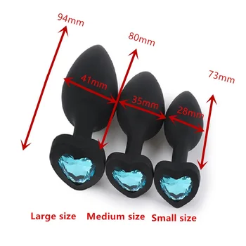 New hot Small medium large size heart anal plug basic beads silicone butt insert bullet vibration dildo sex toy for men women 6