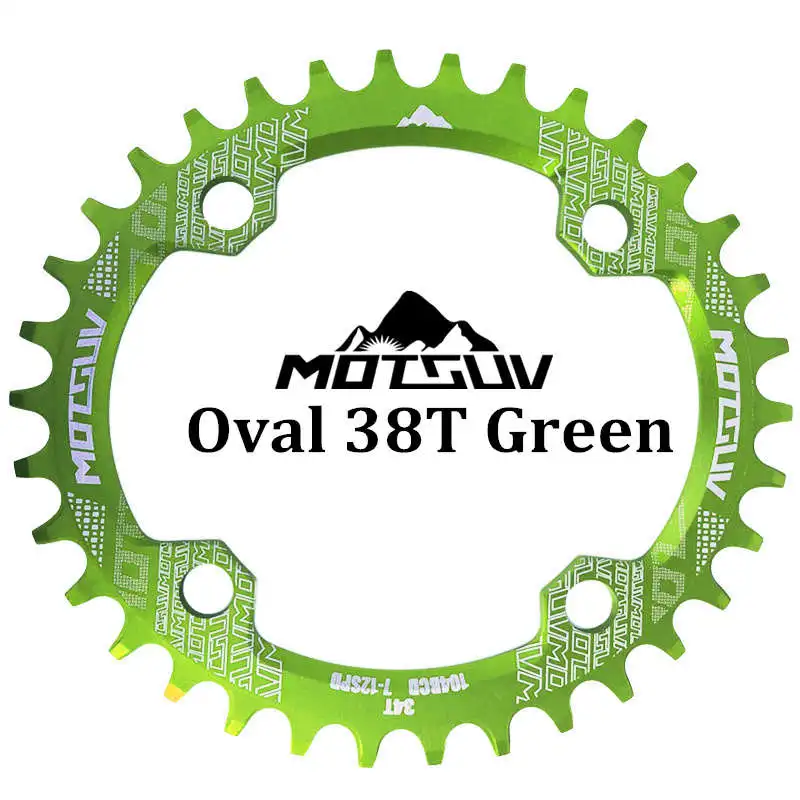 MOTSUV овальная узкая широкая цепь MTB горный велосипед 104BCD 32T 34T 36T 38T шатун зубная пластина части 104 BCD - Цвет: Green Oval 38T
