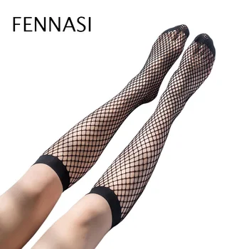 

Women's Fishnet Stockings Black Over Knee High Mesh Sexy Stockings Women Nylons Lady Net Knee High Socks Net Female FENNASI