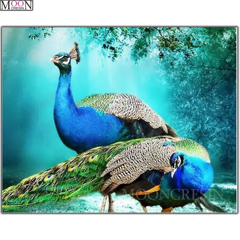 

DIY 5D Diamond Painting Cross Peacock Couple By The Lake Diamond Embroidery Square Drill Diamond Mosaic Decoration Animals Gifts