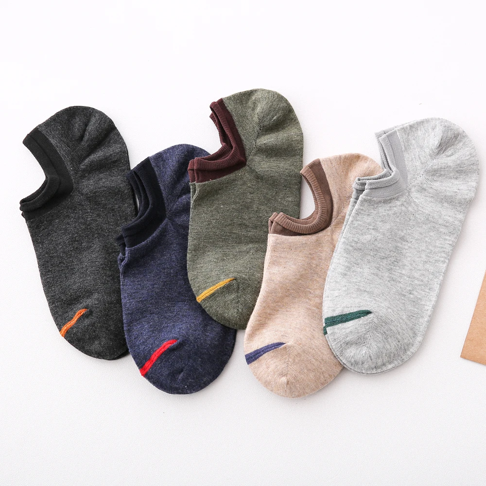 

Embroidered Smile Solid Color No Show Men Socks Funny Fashion Cotton Socks Men 1 Pair Summer