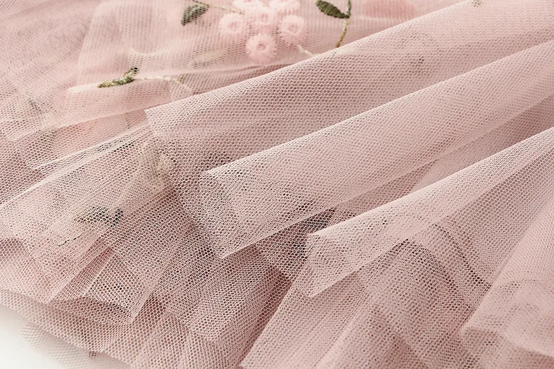 Women High Waist Skirt Embroidery Flower Mesh Summer Mini Skirts A-Line Tulle Female Beach / Party Short Skirts