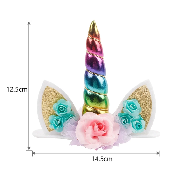 PATIMATE Unicorn Horn Cake Topper Kids Birthday Party Suppies Cake Decorating Tools Unicorn Party Cake Flags Decoration