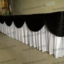 13ft Свадебная вечеринка таблица плинтус крышка с черным SWAG Таблица юбка с плиссированной юбке драпировка плинтус клипы