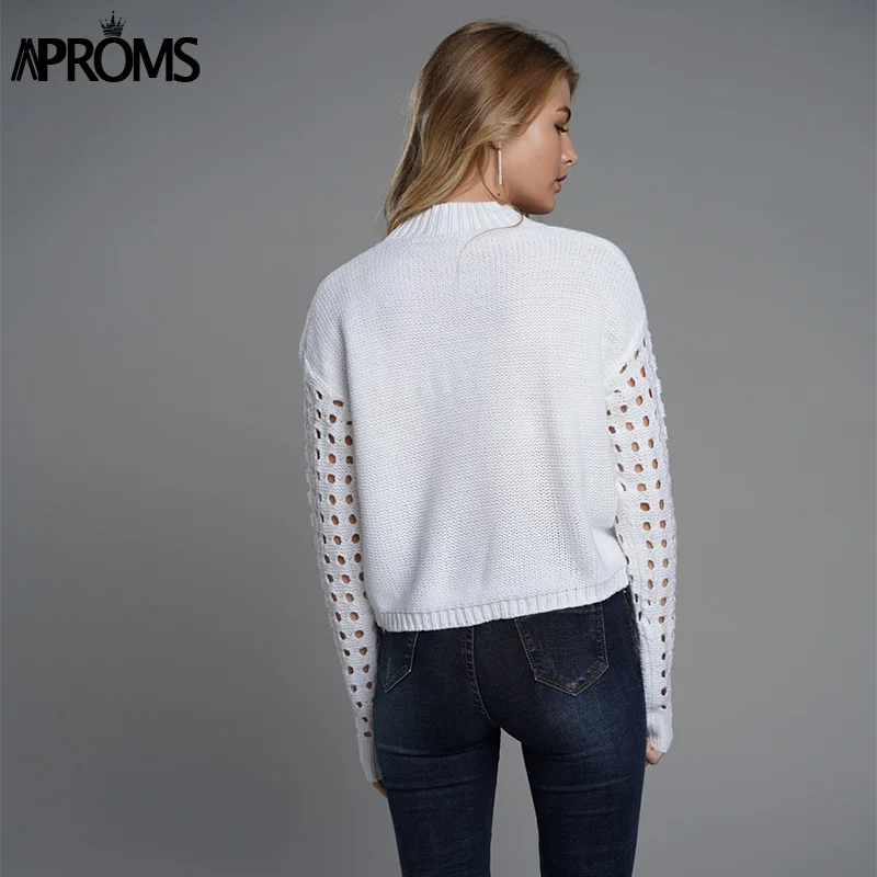 Pаспродажа Aproms элегантный вязаный свитер с высоким воротом и помпоном, женский укороченный свитер с длинным рукавом, осенний зимний короткий тонкий пу...