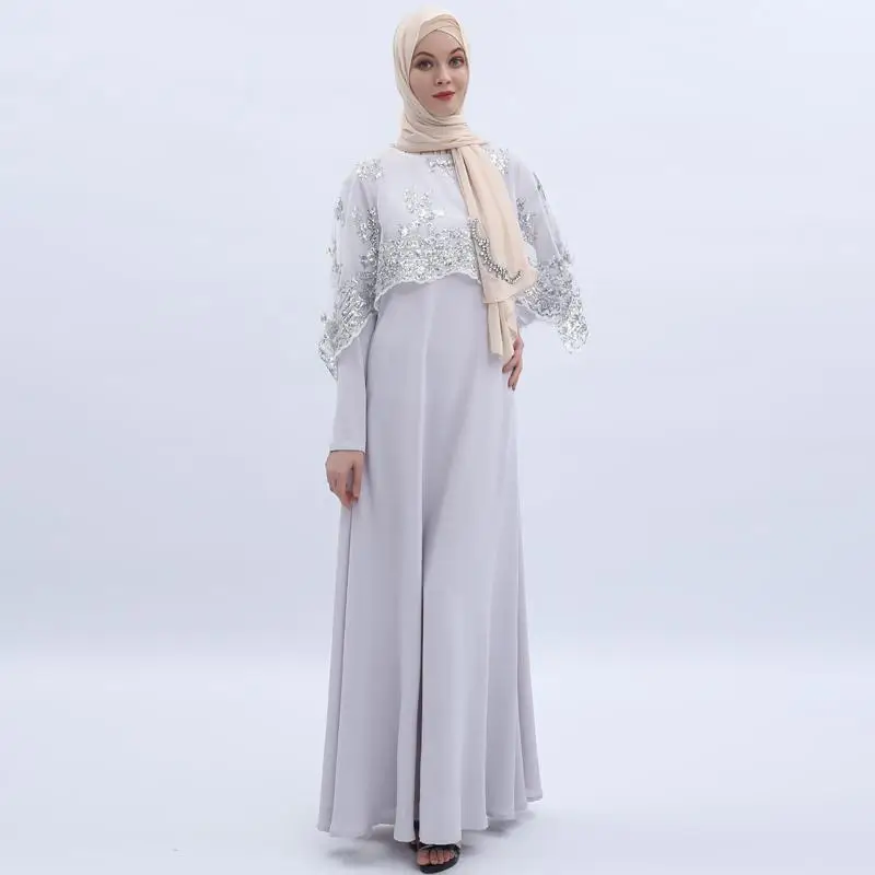 Дубай из двух частей abaya блёстки плащ длинное платье мусульманский женский Восточный халат jilbaw элегантное женское платье мусульманская одежда Арабская Мода