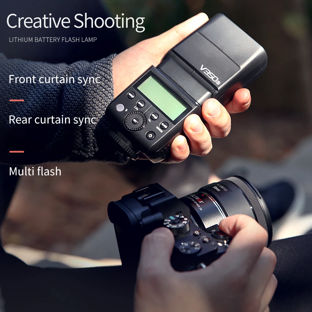 В наличии вспышка Godox V350S TTL HSS 1/8000s Speedlite со встроенным литий ионным аккумулятором