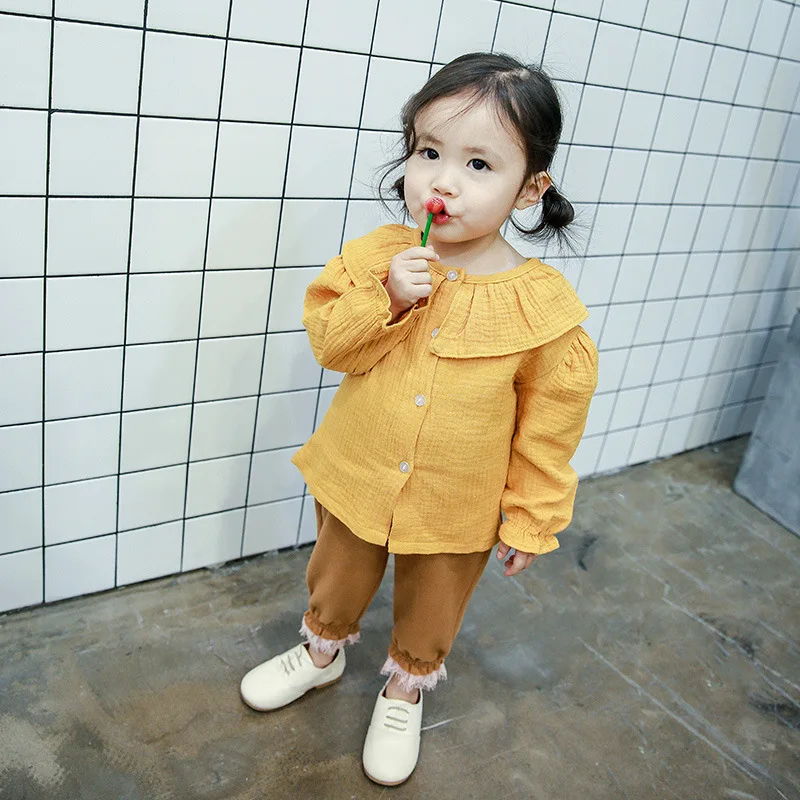 New Arrival Casual Baby Girls Clothes Cute Turn Down Collar Girls ...