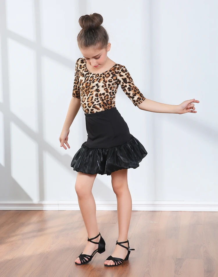 Леопардовое платье для латинских танцев с открытой спиной для девочек, детское нарядное платье, детская одежда для бальных танцев, сальса, Танго, Румба, Самба, костюм