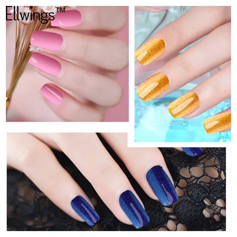 Ellwings 18 цветов 3 в 1 одноступенчатый УФ гель Гель лак с блестками отмачиваемый для