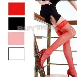 Лидер продаж привлекательные женские чулки трикотаж выше колена нейлон ажурные сетчатые длинные чулки подарки черный белый красный розовый один размер
