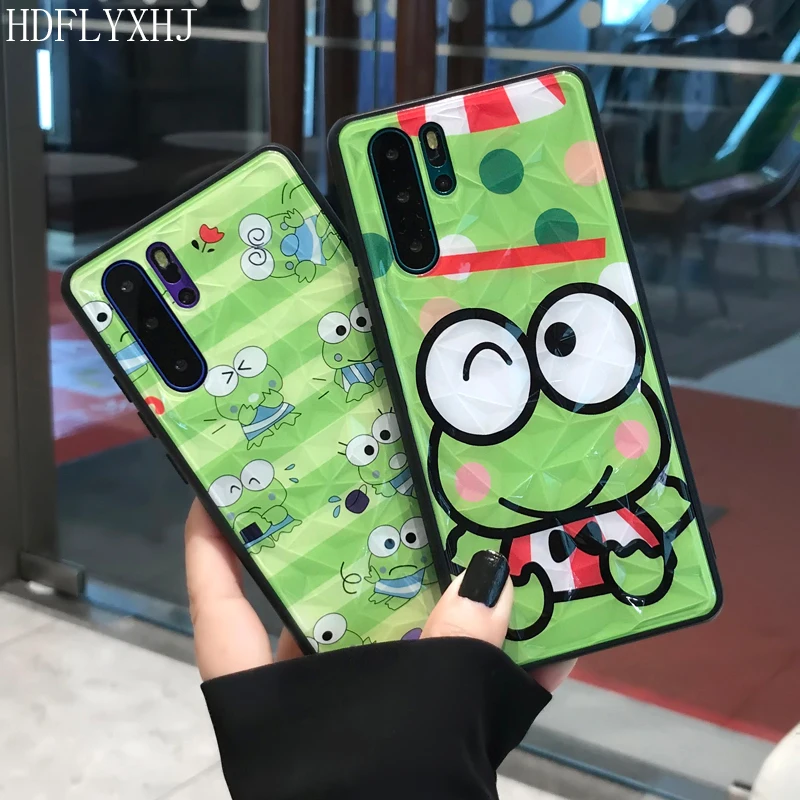 

HDFLYXHJ Cartoon Frog Prince Case For Huawei P30 P20 Pro 3D Diamond Texture Hard Phone Case For Huawei Mate 10 20 Pro Nova 3e 4