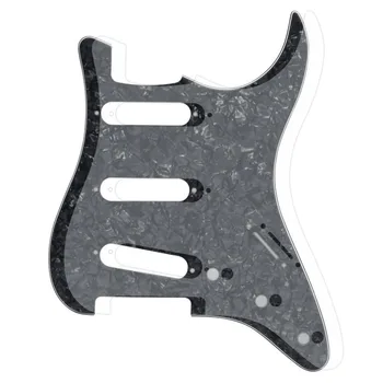 

NEW NO Side Holes Electric Guitar Pickguard SSS Strat Scratch Plate 4Ply Black Pearl & Transparent Template for ST DIY
