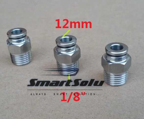 

Free shipping 10pcs/lot 12MM Tube Size 1/8" Thread stainless steel push-in fitting Threaded pipe fittings pneumatic fittings