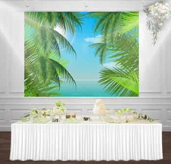 

HUAYI Coconut tree with sea view photography backdrop background Decorations sm-116