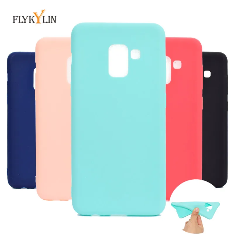 

Silicone Case on For Samsung Galaxy A7 2018 Case Slim 360 Candy Color Back Cover For Samsung A6 A8 Plus A9 2018 Case Phone Cover