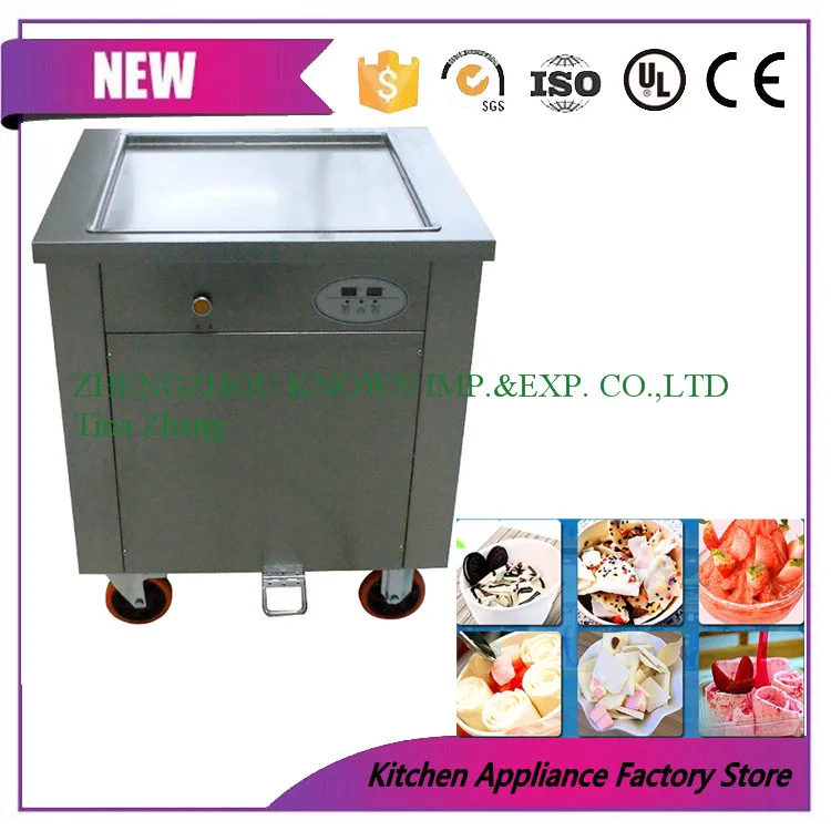 Free shipping single square pan fried ice cream machine