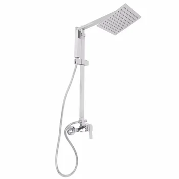 

(Ship from UK) Home Bathroom Bath Mixer Shower Set Twin Head Square Chrome Thermostatic