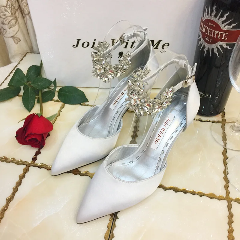 

High Heels Sandals Women Summer Satin Shoes Women Designer Rhinestone Sexy Sandalia Feminina Wedding Shoes Sandalias Mujer 2019